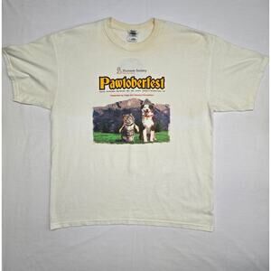 Oktoberfest Dog Shirt Pawtoberfest Mens XL White Short Sleeve Humane Society Tee